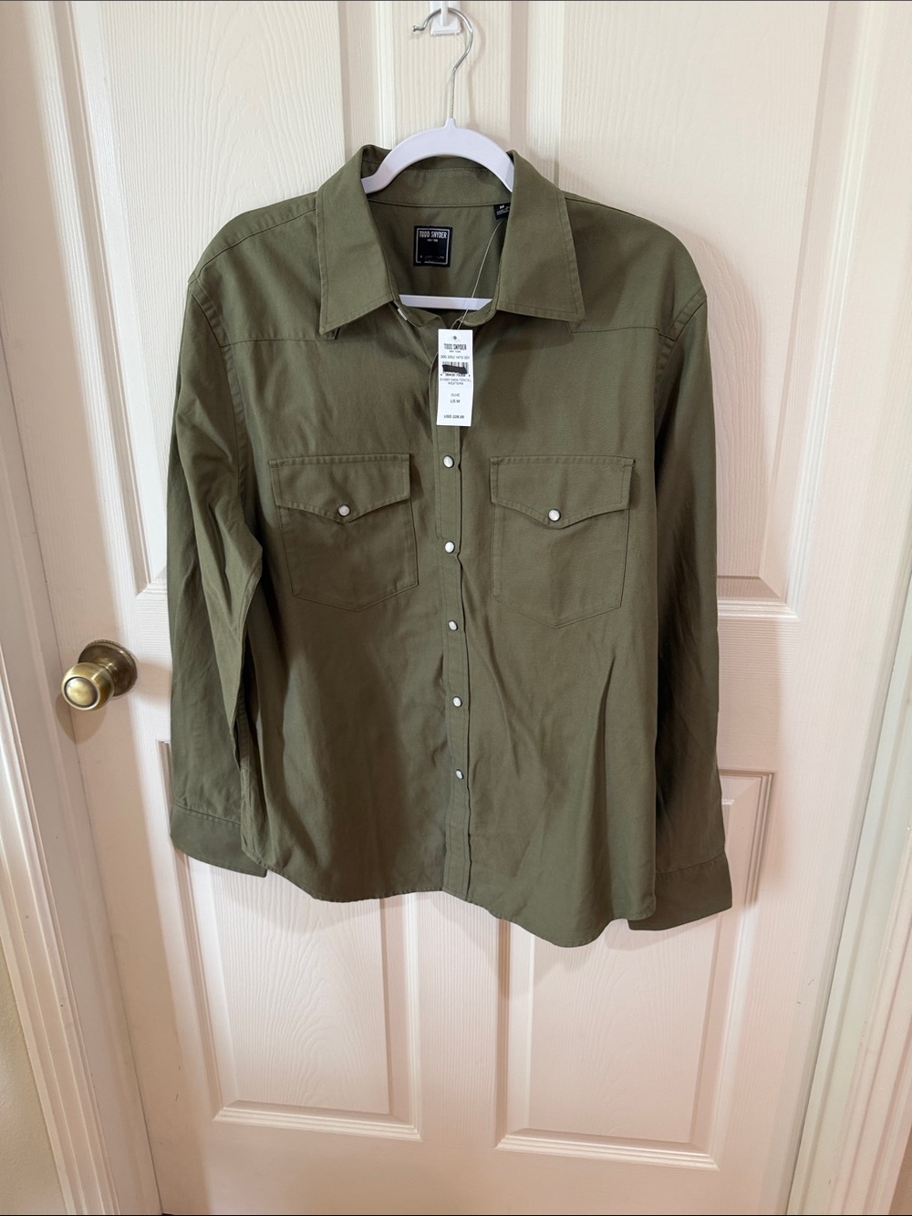 Todd Snyder Olive Tencel Western Shirt Sz M. New. Box10.